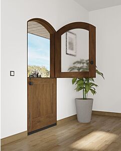 Mahogany Arch Top 1/2 Lite SDL 1 Panel Shaker Dutch Door