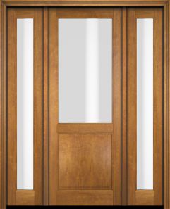 Mahogany 1/2 Lite 1 Panel Single Door, Sidelites|G5001-OG