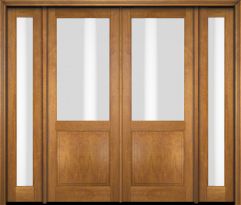 Mahogany 1/2 Lite 1 Panel Double Door, Sidelites|G5001-OG
