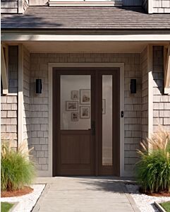 Mahogany 1/2 Lite 1 Panel Modern Farmhouse Shaker Single Door, Sidelite|G5001-SH