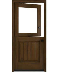 Mahogany 1/2 Lite SDL 1 Panel V-Grooved Shaker Dutch Door