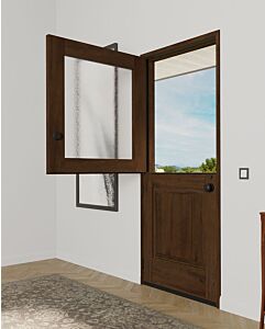 Mahogany 1/2 Lite SDL 1 Panel V-Grooved Shaker Dutch Door