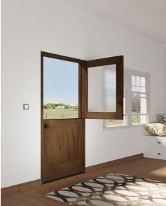 Mahogany 1/2 Lite SDL 1 Panel Shaker Dutch Door