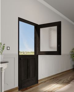 Mahogany 1/2 Lite SDL 2 Panel Shaker Dutch Door