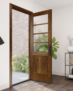 Mahogany 1/2 Lite, Horizontal 4 Lite SDL 1 Panel Modern Farmhouse Shaker Single Door