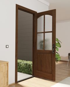 Mahogany Arch Lite, 1/2 Lite, 4 Lite SDL 1 Panel Single Door|G5004-AR-OG