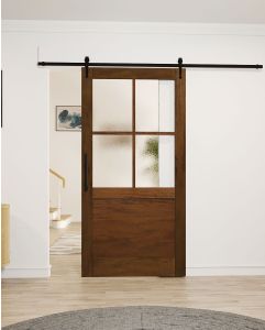 Mahogany 1/2 Lite, 4 Lite SDL 1 Panel Shaker Single Barn Door|G5004-BARN