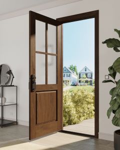 Mahogany 1/2 Lite, 4 Lite SDL 1 Panel Modern Farmhouse Shaker Single Door|G5004-SH