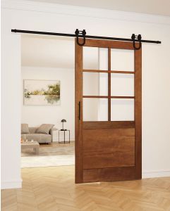 Mahogany 1/2 Lite, 6 Lite SDL 1 Panel Shaker Single Barn Door|G5006-BARN