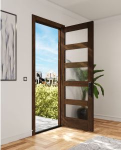 Mahogany Full Lite, 5 Lite  Modern Shaker Single Door|G501-SH-SH