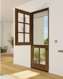 Mahogany Full Lite 8 Lite Transitional SDL Shaker Dutch Door|G601-DUT_G201-DUB