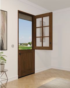 Mahogany 6 Lite SDL 1 Panel Modern Farmhouse Shaker Dutch Door