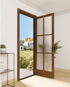 Mahogany Full Lite, 6 Lite SDL Contemporary Modern Narrow Profile Shaker Single Door|G601-SLK-SH