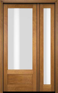 Mahogany 3/4 Lite 1 Panel Single Door, Full Lite Sidelite|G7501-OG