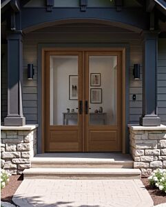 Mahogany 3/4 Lite 1 Panel Double Door|G7501-OG