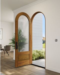 Mahogany Round Top 3/4 Lite 1 Panel Shaker Single Door|G7501-R-SH