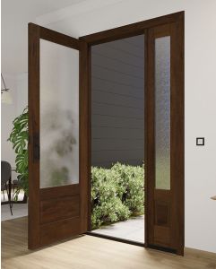 Mahogany 3/4 Lite 1 Panel Modern Farmhouse Shaker Single Door, Sidelite|G7501-SH