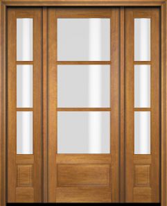 Mahogany 3/4 Lite, 3 Lite SDL 1 Panel Single Door, Sidelites|G7503-OG