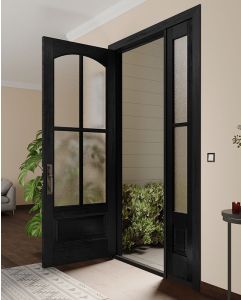 Mahogany Arch Lite, 3/4 Lite, 4 Lite SDL 1 Panel Single Door, Sidelite|G7504-AR-OG