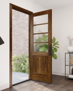 Mahogany 1/2 Lite, Horizontal 4 Lite SDL 1 Panel Modern Farmhouse Shaker Single Door|G500402-SH