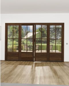 Mahogany 3/4 Lite, 4 Lite SDL Contemporary Modern 1 Panel Narrow Profile Shaker Quadruple Door