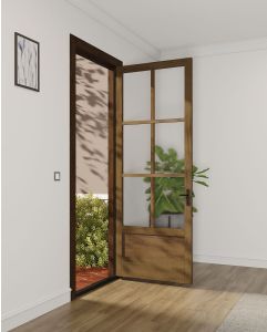 Mahogany 4 Lite 3/4 Lite SDL 1 Panel Contemporary Modern Shaker Single Door|G7506-SLK-SH