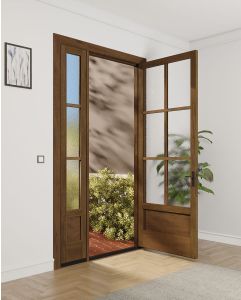 Mahogany 4 Lite 3/4 Lite SDL 1 Panel Contemporary Modern Shaker Single Door, Sidelite|G7506-SLK-SH