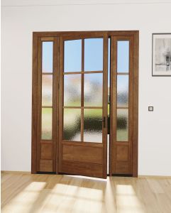 Mahogany 6 Lite 3/4 Lite SDL 1 Panel Contemporary Modern Shaker Single Door, Sidelites|G7506-SLK-SH