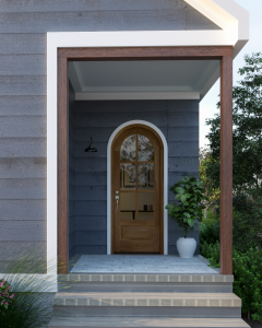 Mahogany Round Top 3/4 Lite, 6 Lite SDL 1 Panel Single Door|G7506-R-OG