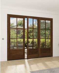 Mahogany 4 Lite 3/4 Lite SDL 1 Panel Contemporary Modern Shaker Triple Door|G7506-SLK-SH