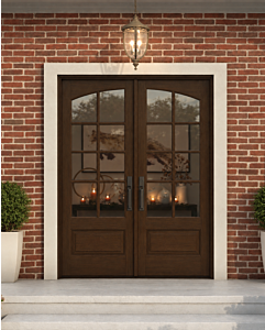 Mahogany Arch Lite, 3/4 Lite 8 Lite SDL 1 Panel Double Door|G7508-ARP-OG