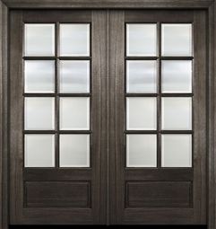 Mahogany 3/4 Lite, 8 Lite SDL 1 Panel Double Door|G7508-OG