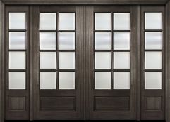 Mahogany 3/4 Lite, 8 Lite SDL 1 Panel Double Door, Sidelites|G7508-OG