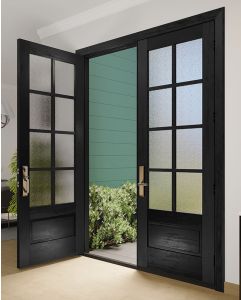 Mahogany 3/4 Lite, 8 Lite SDL 1 Panel Modern Farmhouse Shaker Double Door|G7508-SH