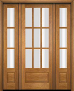 Mahogany 3/4 Lite, 9 Lite SDL 1 Panel Single Door, Sidelites|G7509-OG