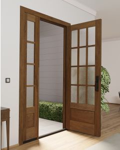 Mahogany 3/4 Lite, 12 Lite SDL 1 Panel Modern Farmhouse Shaker Single Door, Sidelite|G7512-SH