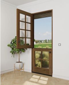 Mahogany Full Lite 12 Lite Transitional SDL Shaker Dutch Door|G801-DUT_G401-DUB