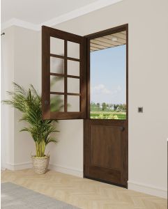 Mahogany 1/2 Lite, 8 Lite SDL 1 Panel Modern Farmhouse Shaker Dutch Door