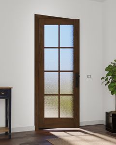 Mahogany Full Lite, 8 Lite SDL Modern Farmhouse Shaker Single Door|G801-SH