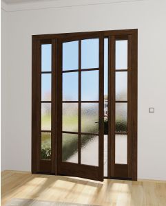 Mahogany Full Lite, 8 Lite SDL Contemporary Modern Narrow Profile Shaker Single Door, Sidelites|G801-W-SLK-SH