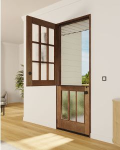 Mahogany Full Lite 12 Lite Transitional SDL Shaker Dutch Door|G901-DUT_G301-DUB