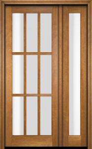 Mahogany Full Lite, 9 Lite SDL Single Door, Full Lite Sidelite|G901-OG