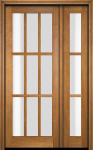 Mahogany Full Lite, 9 Lite SDL Single Door, Sidelite|G901-OG