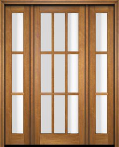 Mahogany Full Lite, 9 Lite SDL Single Door, Sidelites|G901-OG