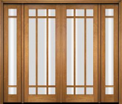 Mahogany Full Lite, 9 Lite Prairie SDL Double Door, Sidelites|G906-OG