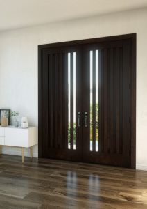 Mahogany Slimlite Designer  Contemporary Modern Shaker Double Door