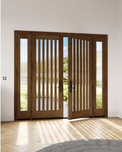 Mahogany Slimlite  Modern Shaker Double Door, Sidelites