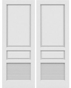 Two Horizontal Raised Panels over Louver Interior Double Door | GPL301PL