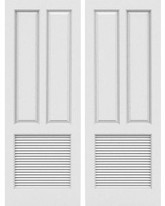 Two Vertical Raised Panels over Louver Interior Double Door | GPL325PL