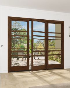 Mahogany Horizon Full Lite Artistic Lite SDL Contemporary Modern Narrow Profile Shaker Triple Door